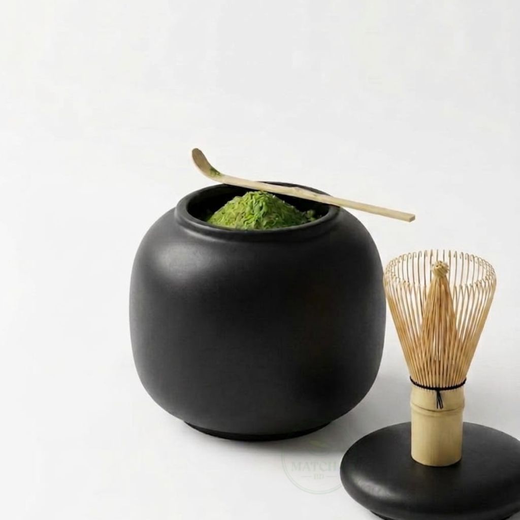 Chasen, Ceramic Caddy & Chashaku