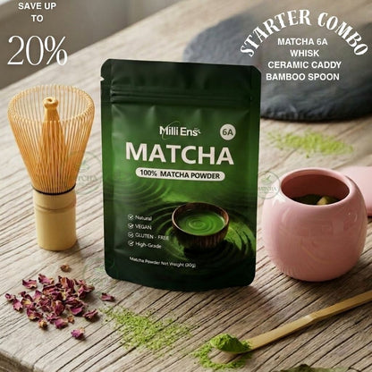4 in 1 Starter Combo with 6A Ceremonial Grade Matcha Tea Powder
